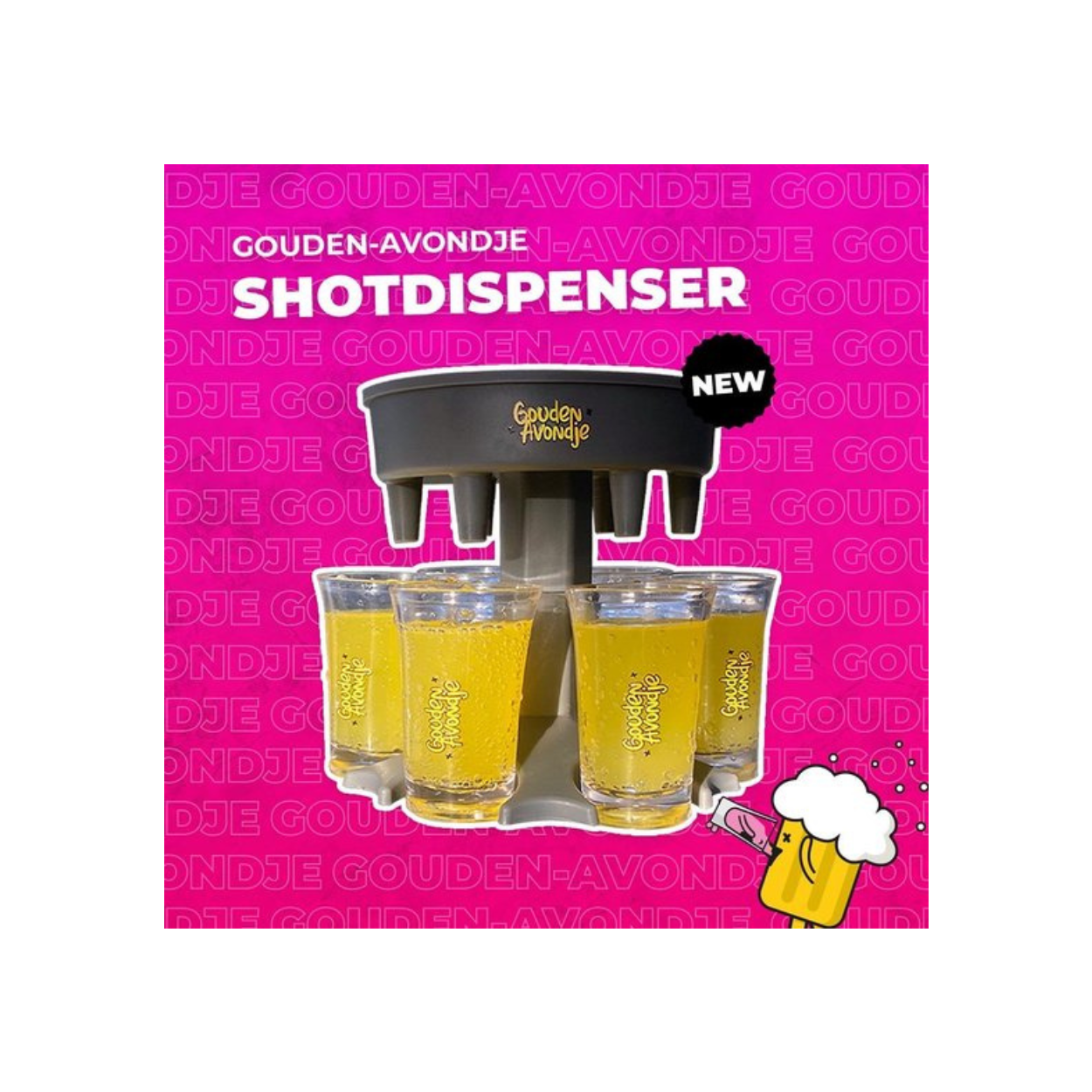 Shot dispenser/Shot fontein inclusief 6 shotglaasjes - Gouden-Avondje®