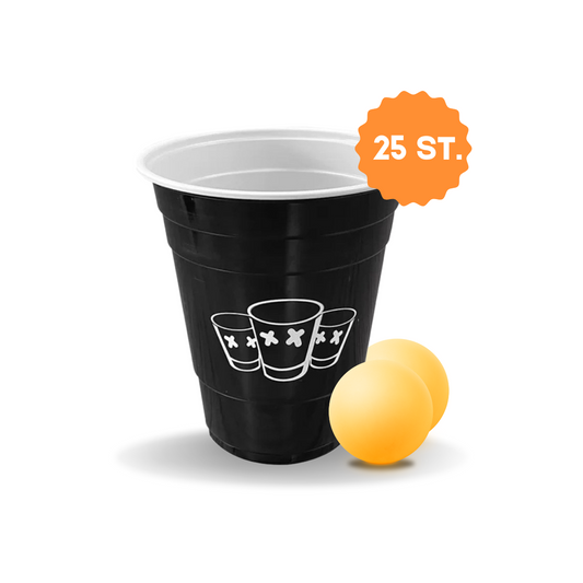 Beerpong - 25 stuk(s) - Black cups inc. 5 ballen - Bierpong - Plastic Bekers - Gouden-Avondje®